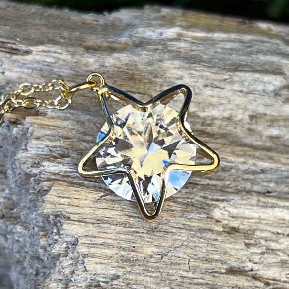 Wish Upon A Star Gold Necklace with Swarovski Crystals - Picture 3 of 11